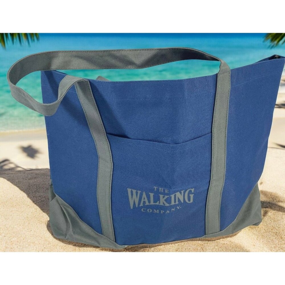 The Walking Company Canvas Tote Bag Navy & Gray With Pocket